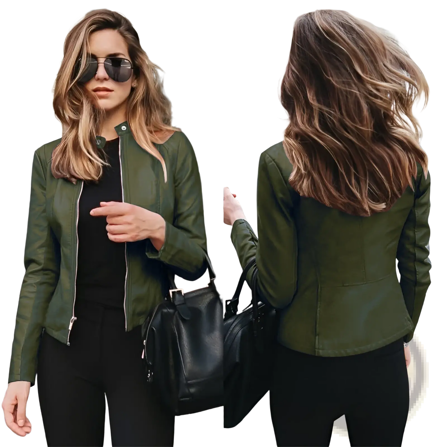 Women's Faux Leather Bomber Jacket Urban Casual Coat