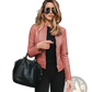 Women's Faux Leather Bomber Jacket Urban Casual Coat