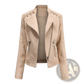 Women's Faux Leather Moto Jacket Slim Fit Biker Coat