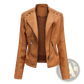 Women's Faux Leather Moto Jacket Slim Fit Coat