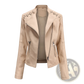 Women's Faux Leather Moto Jacket Slim Fit Coat