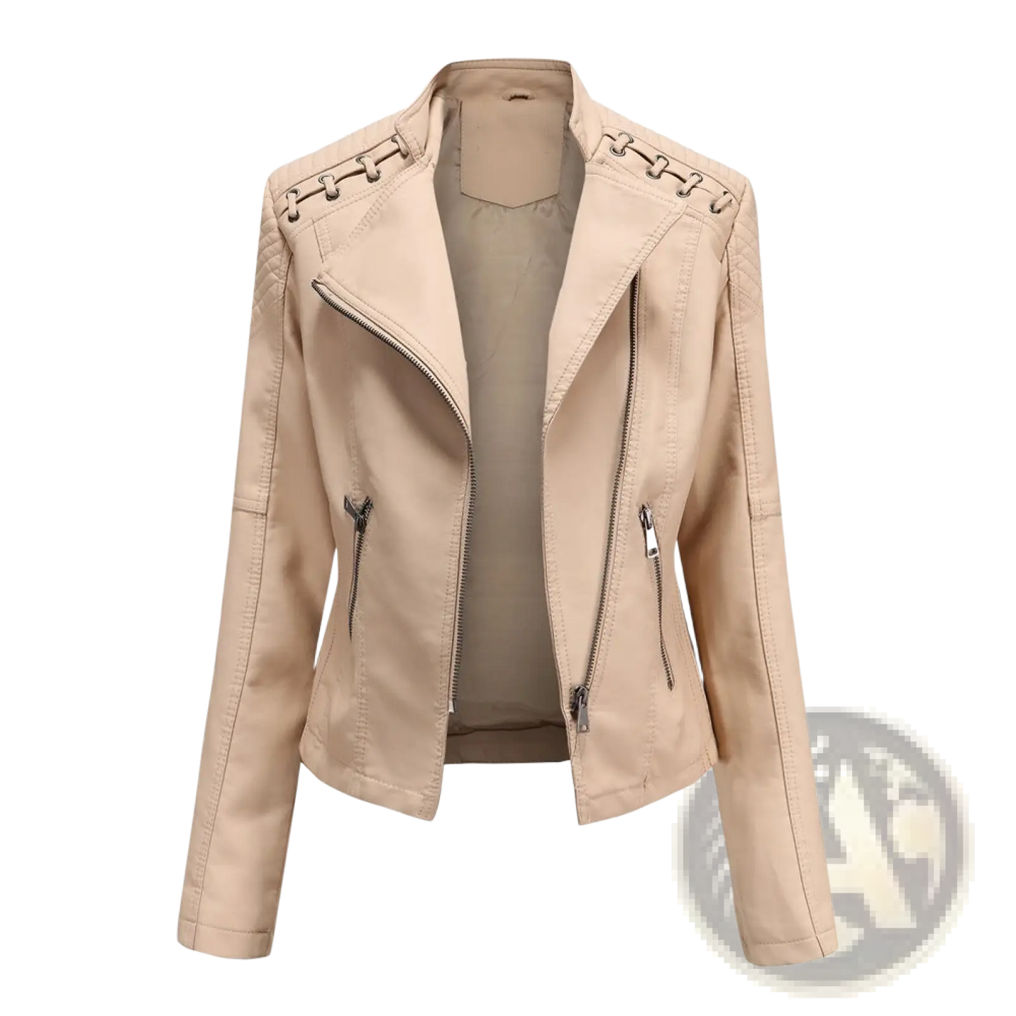 Women's Faux Leather Moto Jacket Slim Fit Coat