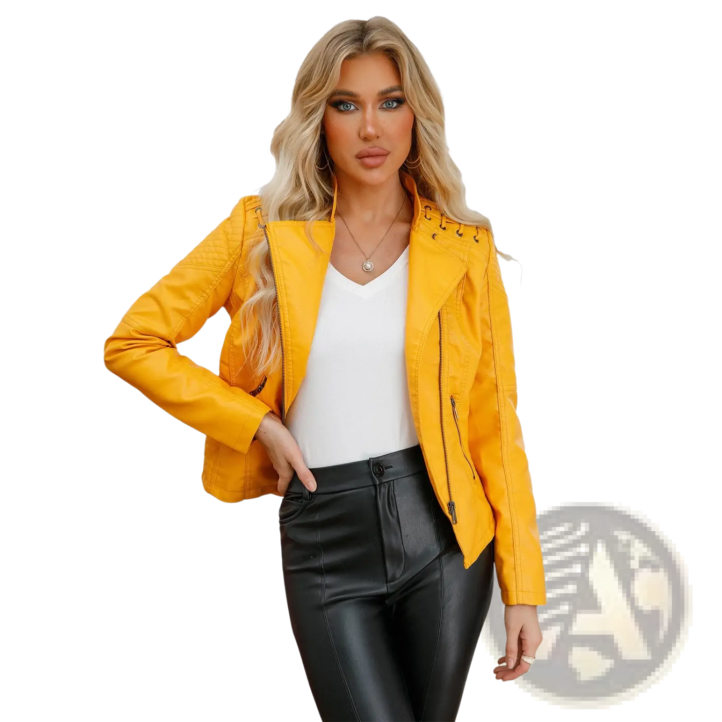 Women's Faux Leather Moto Jacket Slim Fit Coat