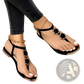 Women's Flat Sandals with Beaded Ankle Straps and Metal Embellishments