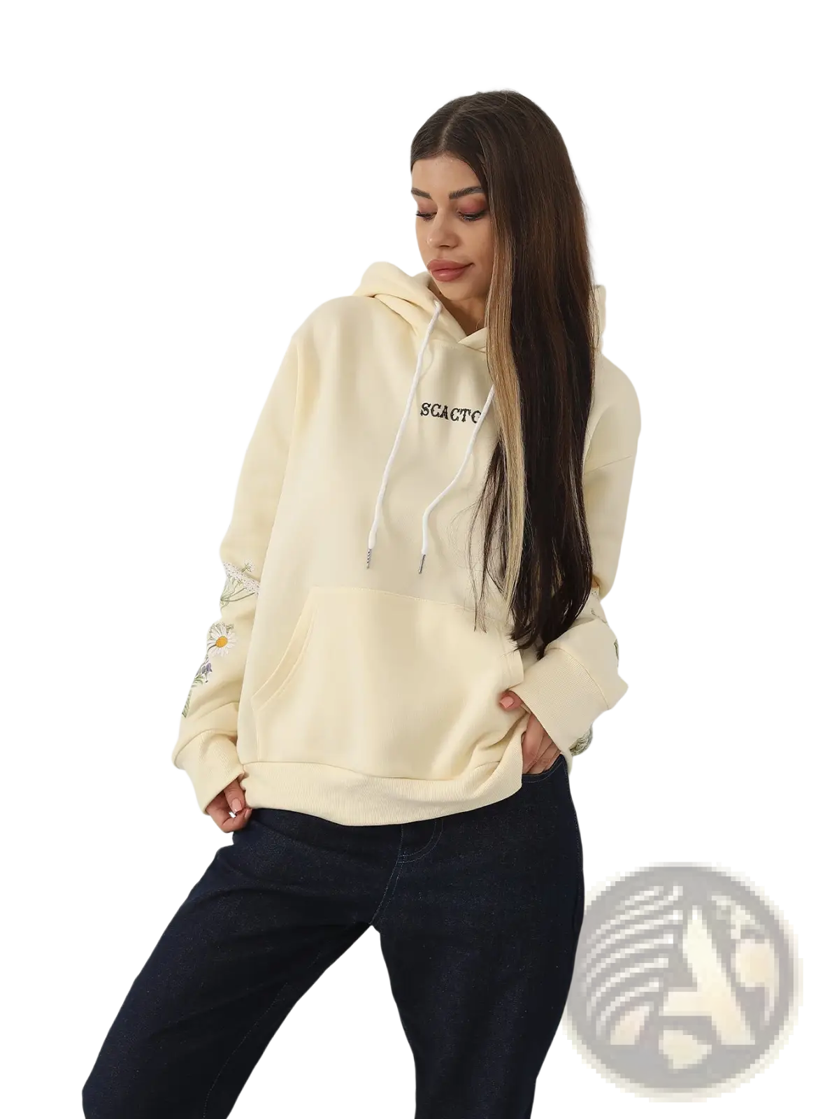 Women's Floral Embroidered Long Sleeve Hoodie