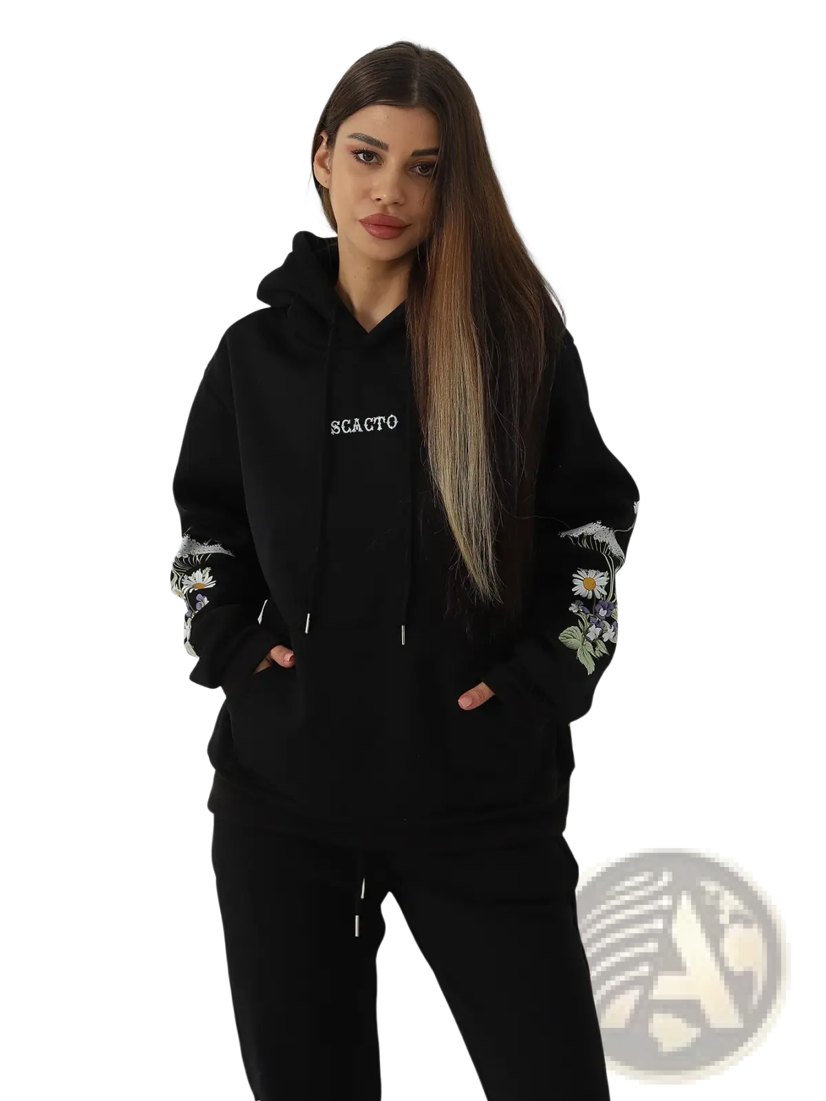Women's Floral Embroidered Long Sleeve Hoodie