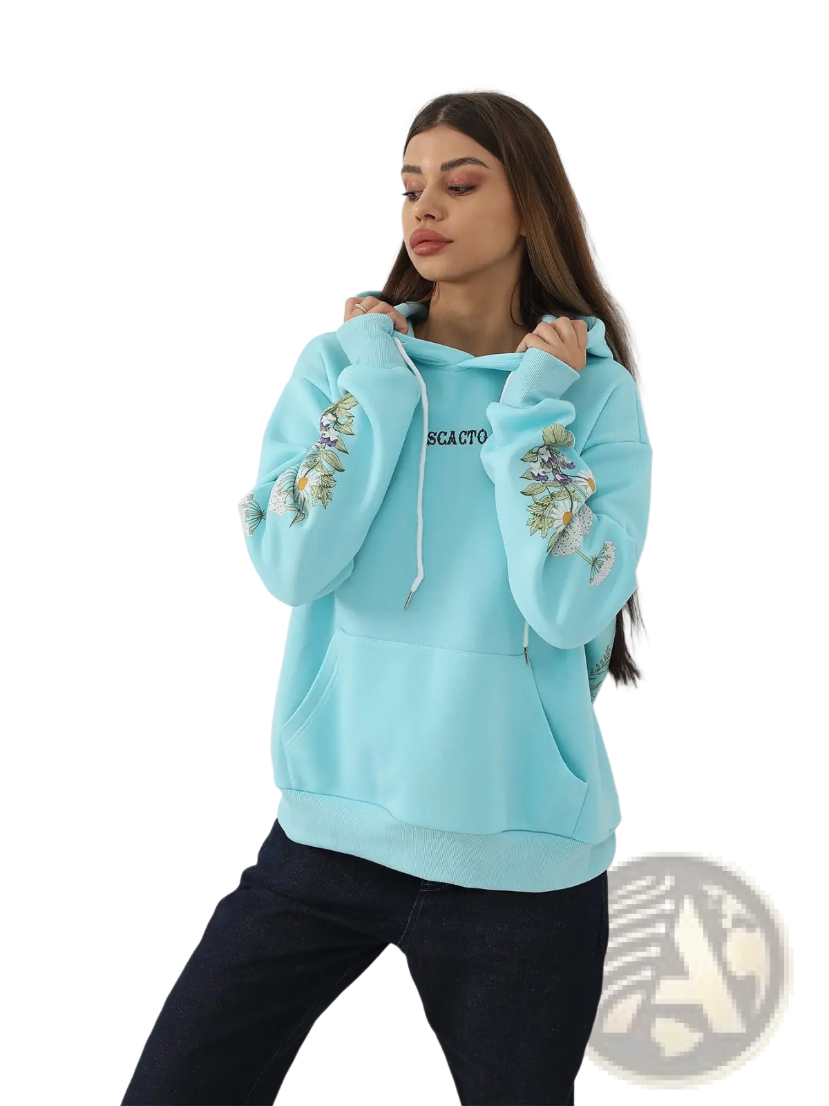 Women's Floral Embroidered Long Sleeve Hoodie