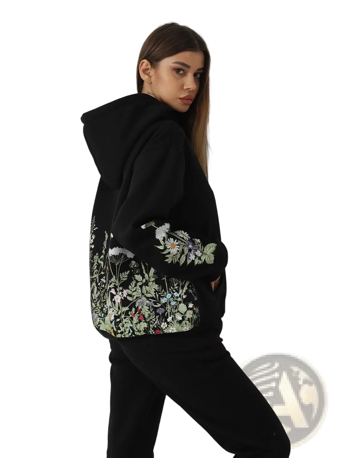 Women's Floral Embroidered Long Sleeve Hoodie