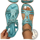 Women's Floral Rhinestone Wedge Sandals Low Heel