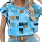 Women's Geometric Aztec Print Short Sleeve Summer T-shirt
