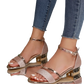 Women's Glitter Low Heel Buckle Sandals