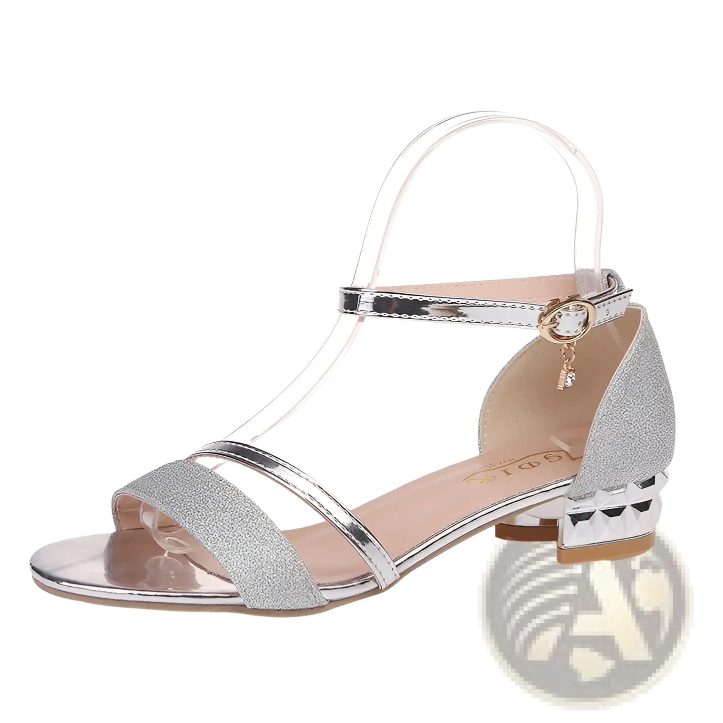 Women's Glitter Low Heel Buckle Sandals