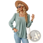 Women's Jacquard Square Neck Pleated Swallowtail Blouse