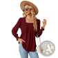 Women's Jacquard Square Neck Pleated Swallowtail Blouse