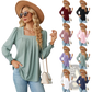 Women's Jacquard Square Neck Pleated Swallowtail Blouse