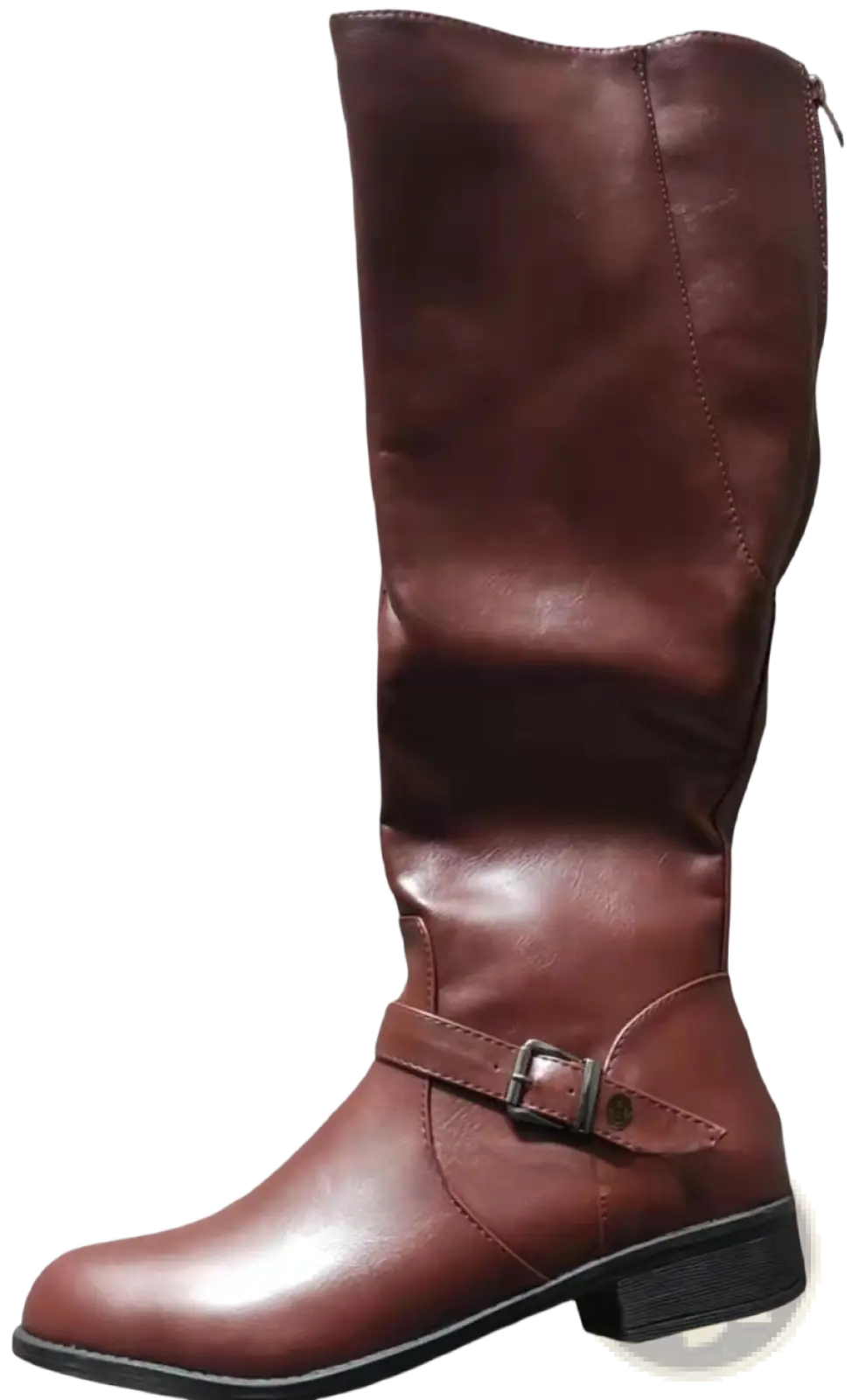 Women's Knee High Leather Knight Boots with Buckles