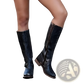 Women's Knee High Leather Knight Boots with Buckles