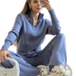 Women's Knit Zip Up Cardigan and Wide Leg Pant Set