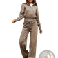 Women's Knit Zip Up Cardigan and Wide Leg Pant Set