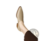 Women's Leather Block Heel Loafers Square Toe Shoes