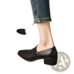 Women's Leather Block Heel Loafers Square Toe Shoes