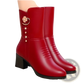 Women's Leather Martin Boots with Floral Brooch