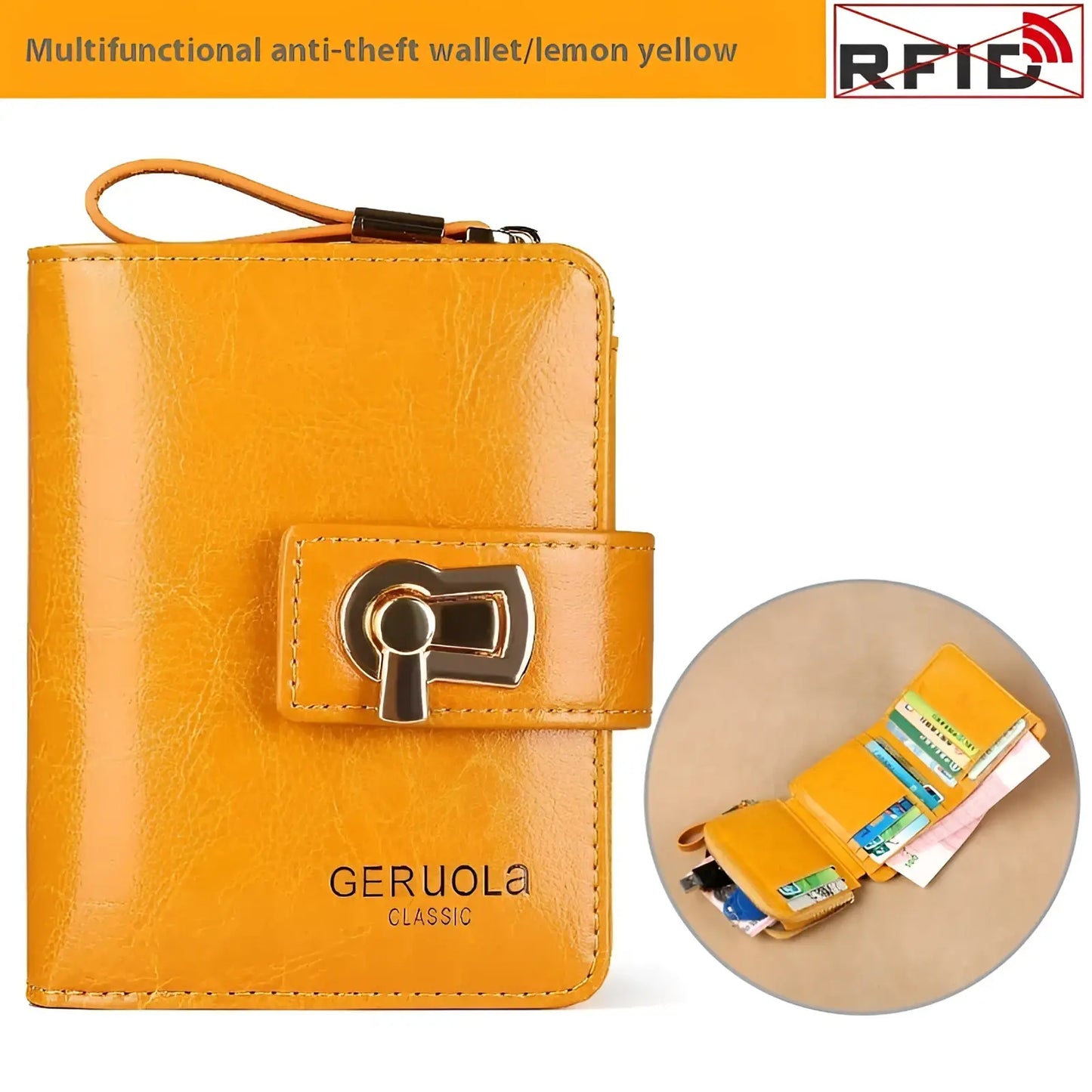 Women's Leather Rfid Large Capacity Buckle Wallet
