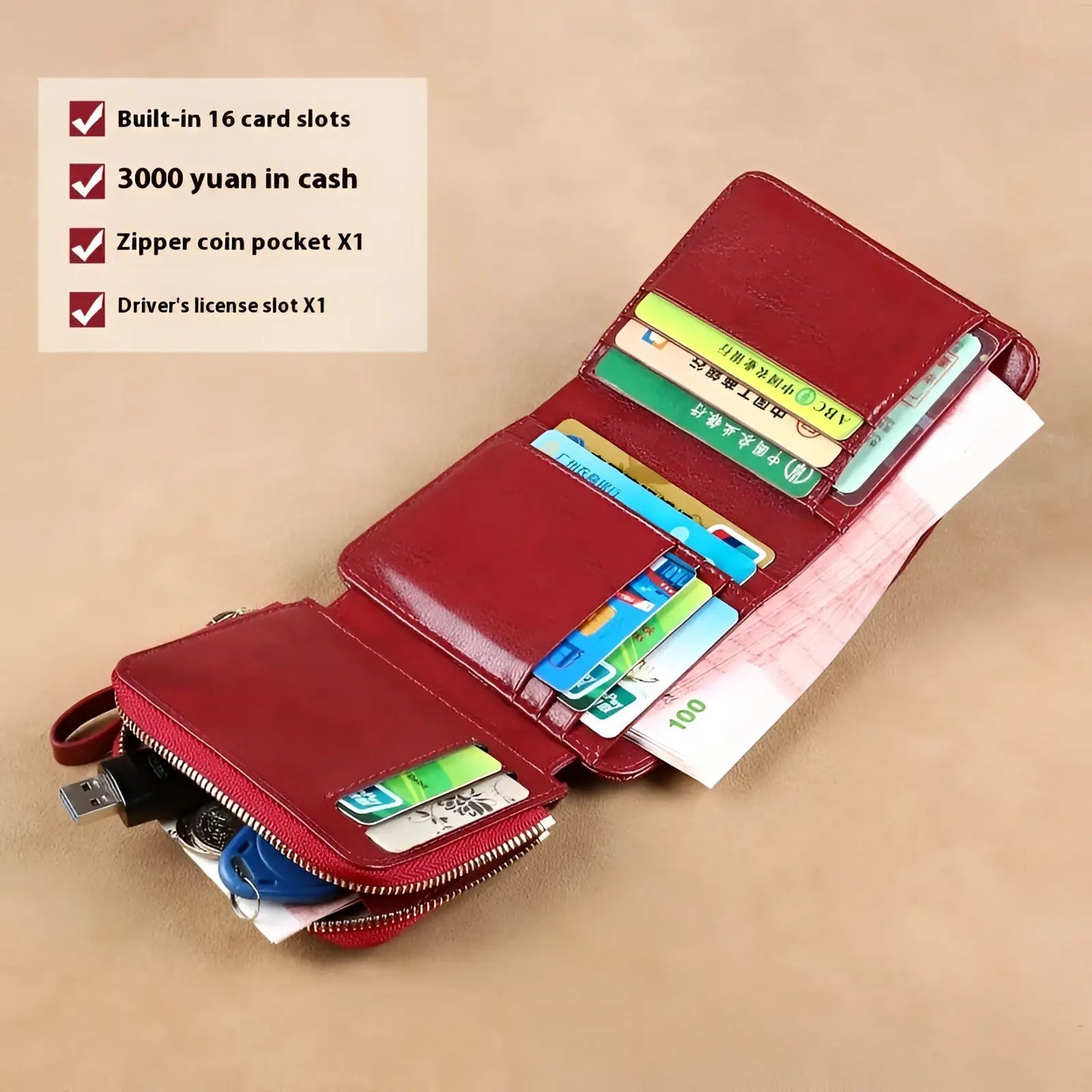 Women's Leather Rfid Large Capacity Buckle Wallet