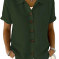 Women's Linen Blend Rolled Cuff Short Sleeve Shirt
