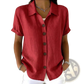 Women's Linen Blend Rolled Cuff Short Sleeve Shirt