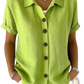 Women's Linen Blend Rolled Cuff Short Sleeve Shirt