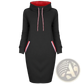 Women's Long Sleeve High Collar Hooded Midi Dress