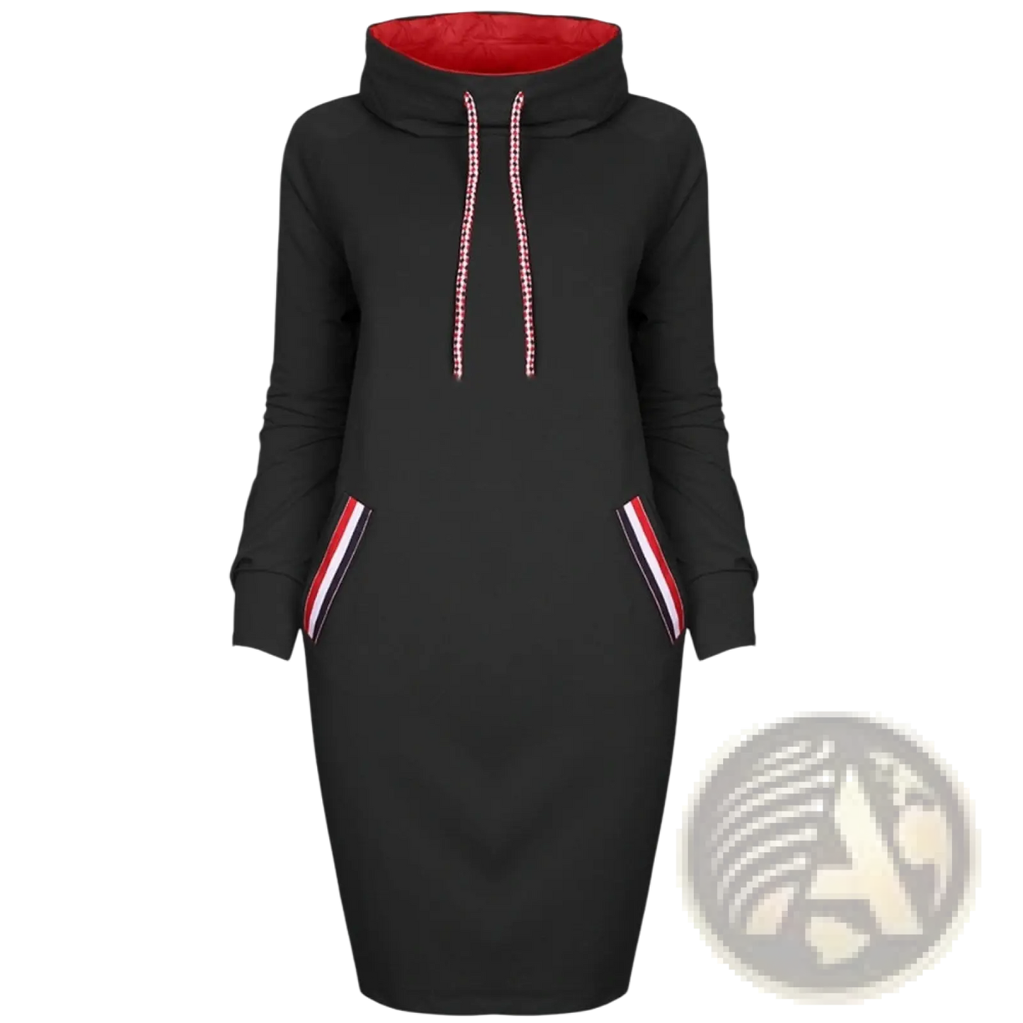 Women's Long Sleeve High Collar Hooded Midi Dress