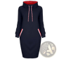 Women's Long Sleeve High Collar Hooded Midi Dress