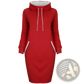 Women's Long Sleeve High Collar Hooded Midi Dress