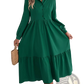 Women's Long Sleeve Tiered Button Down Midi Dress