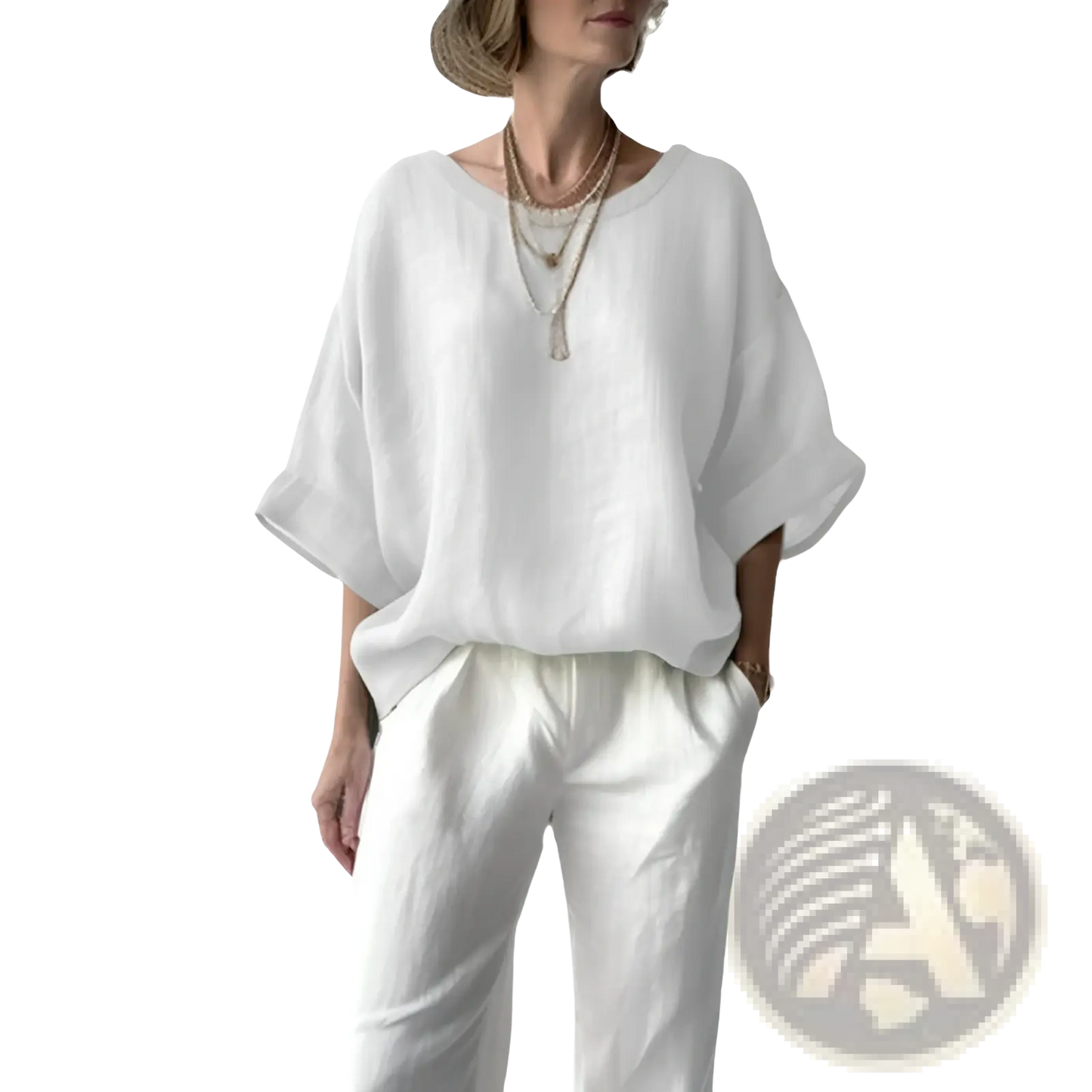 Women's Loose Linen Drop Shoulder Blouse
