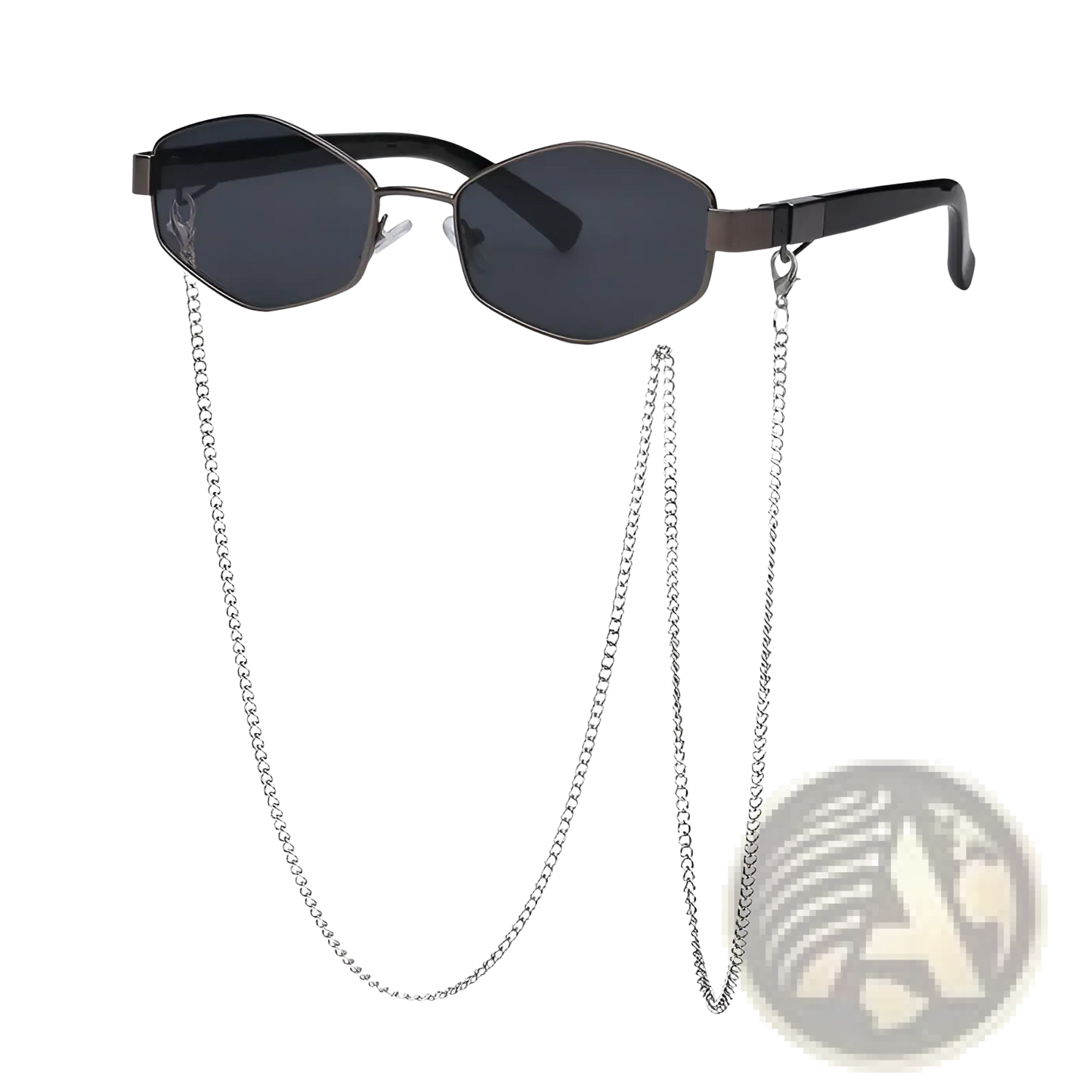 Women's Octagonal Chain Accent Gradient Sunglasses