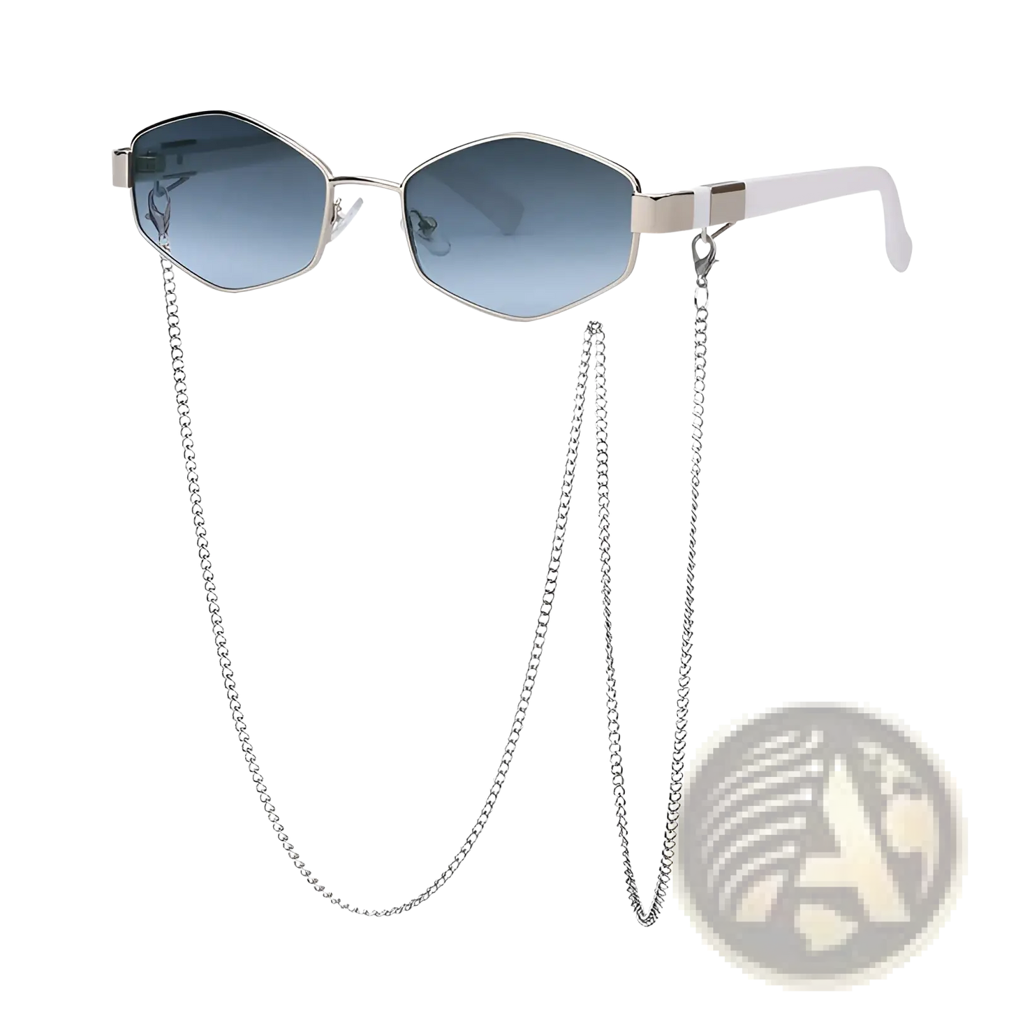 Women's Octagonal Chain Accent Gradient Sunglasses