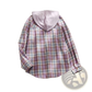 Women's Plaid Long Sleeve Hooded Button Up Shirt