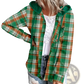 Women's Plaid Long Sleeve Hooded Button Up Shirt
