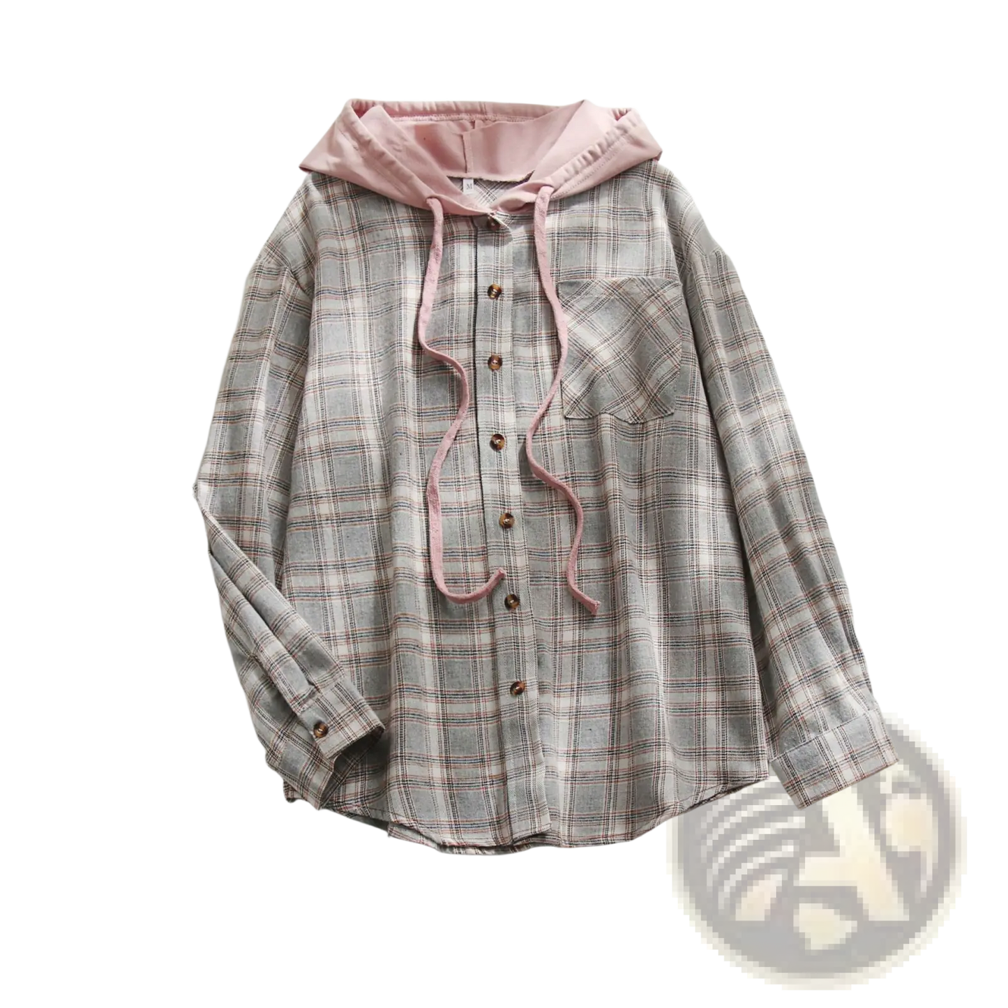 Women's Plaid Long Sleeve Hooded Button Up Shirt