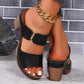 Women's Plaid Round Toe Chunky Heel Sandals
