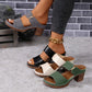 Women's Plaid Round Toe Chunky Heel Sandals
