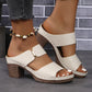 Women's Plaid Round Toe Chunky Heel Sandals