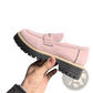 Women's Platform Suede Loafers Casual Leather Shoes