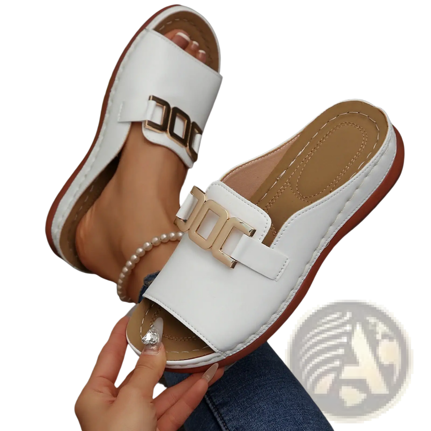 Women's Platform Wedge Slide Sandals with Buckle