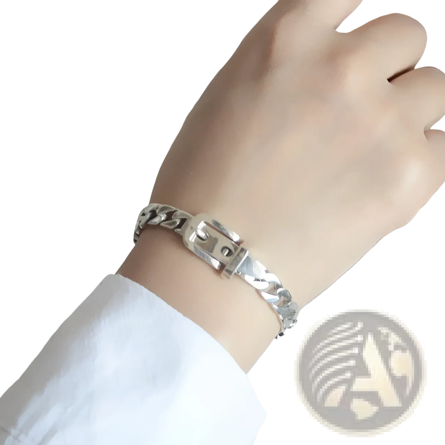 Women's Platinum Plated Stainless Steel Buckle Chain Bracelet