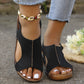 Women's Recycled Leather Elastic Summer Wedge Sandals
