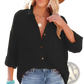 Women's Relaxed Fit Dropped Shoulder Button Up Shirt